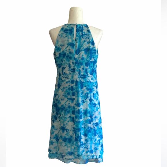 Calvin Klein Dress Blue Watercolor Sleeveless Knee Length Shift Trapeze Size 4 - Picture 5 of 12